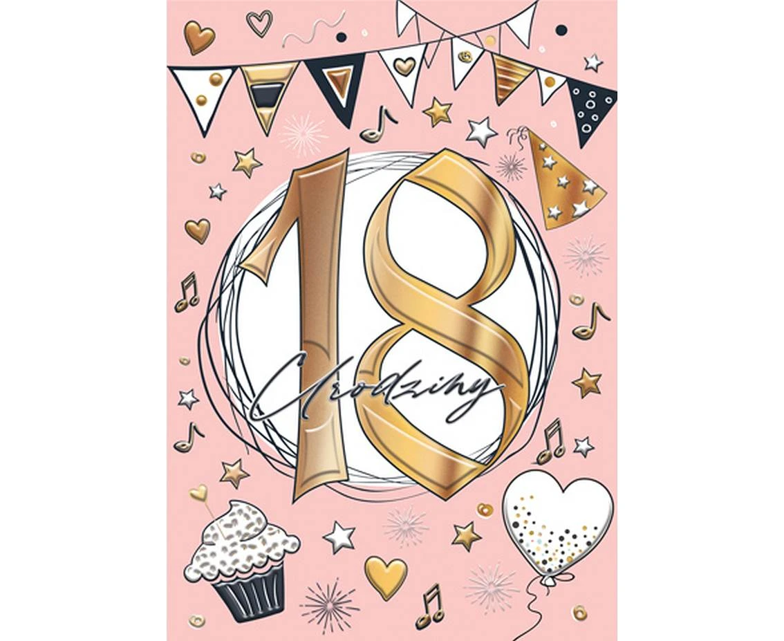 Greeting card pink “18”